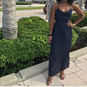 Sans Souci Navy maxi dress with back cutout detail